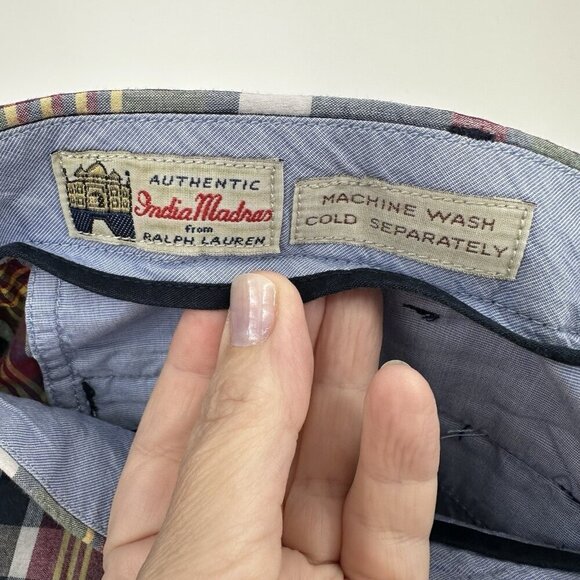 vintage 90s POLO RALPH LAUREN shorts authentic indian madras plaid cotton 38 - Picture 5 of 8